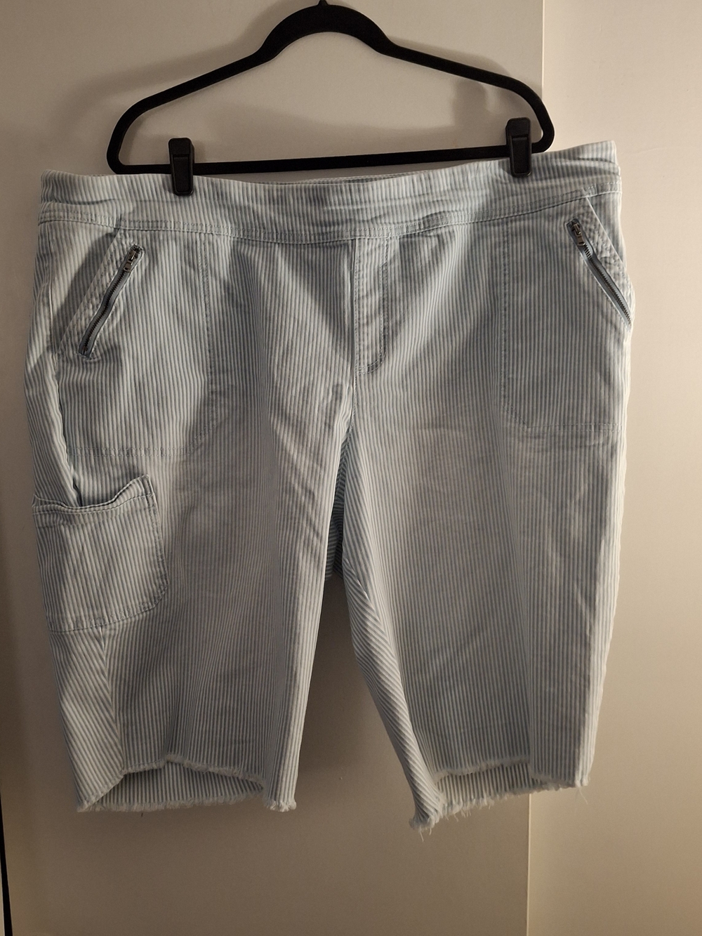 Westbound Women's Light Blue Pinstripe Bermuda Shorts